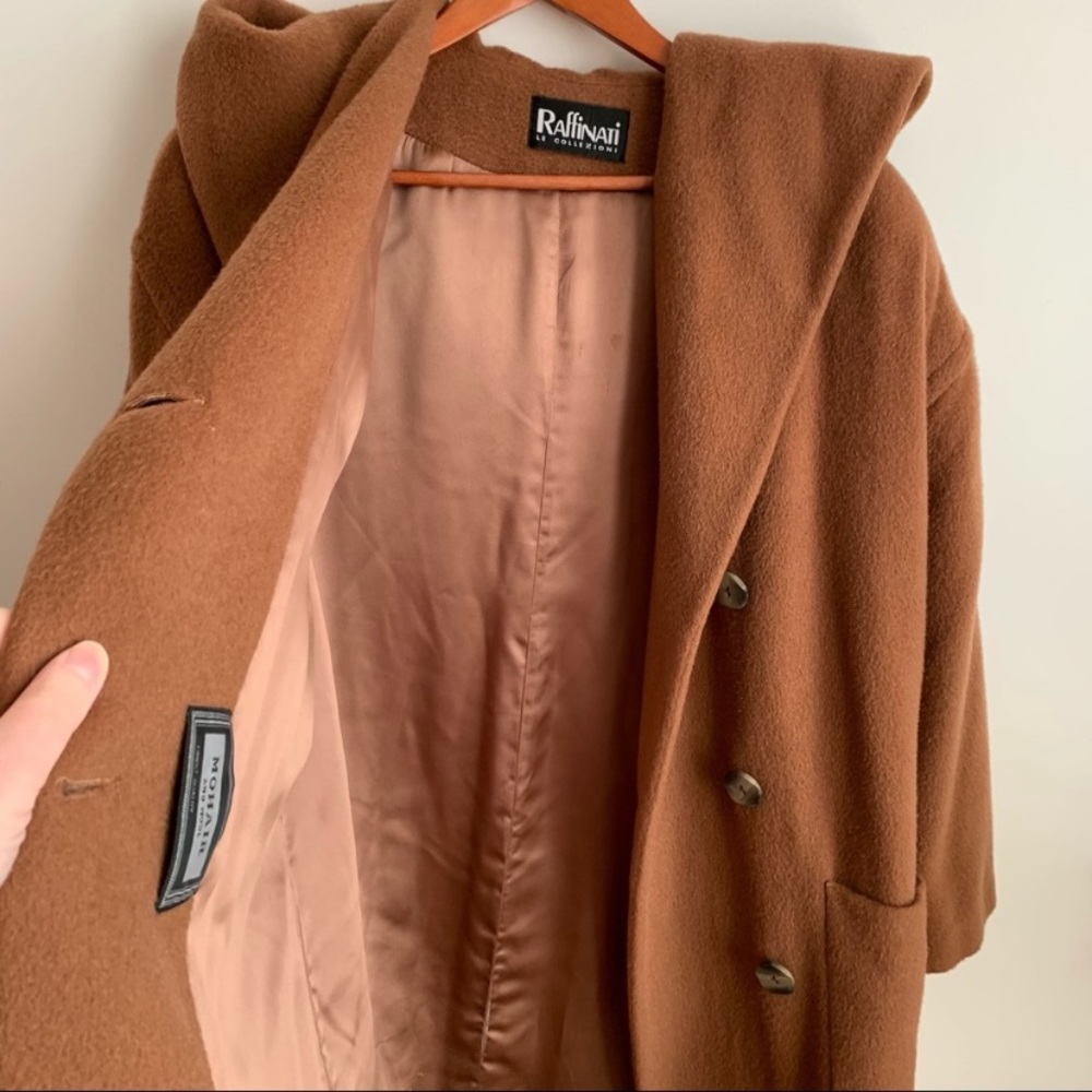 Vtg Camel Hooded Mohair Wool Blend Coat 12 - Picture 8 of 11